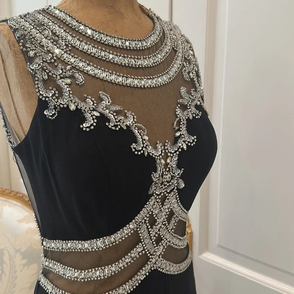 Jazz couture size 8 black and sequin long gown. - Picture 8 of 13